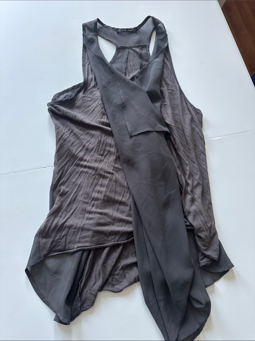 L—Doe & Rae Charcoal Gray Chiffon Racerback Camisole - Picture 8 of 11